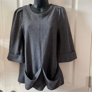 Marc by Marc Jacobs Front Pocket Wool Sweater with Cuffed Balloon Sleeves